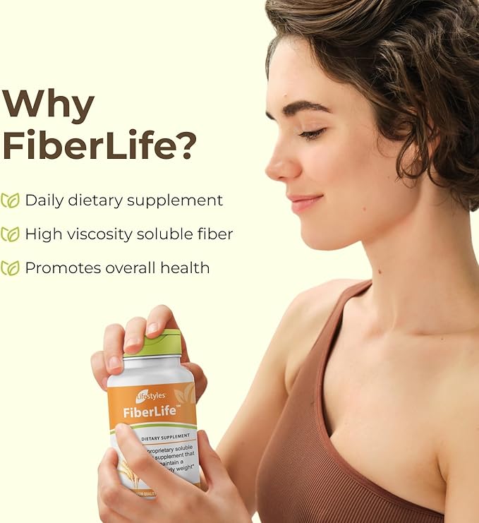 Lifestyles FiberLife Supplement – Soluble Fiber for Digestive Health &amp Cholesterol Support with Konjac Guar Gum Xanthan Gum and Cinnamon – Made in Canada – 60 Capsules (60 Capsules (Pack of 1))