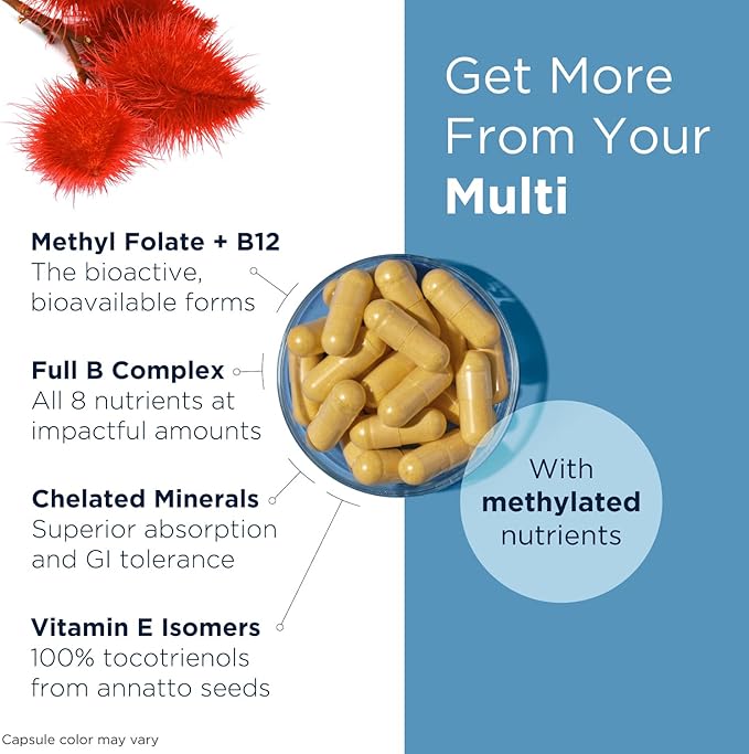 Designs for Health Methylated Multivitamin for Women &amp Men - Twice Daily Multimineral Supplement &amp Multivitamin Without Iron + Methylated B12 and Folate Vitamin C K D E + More (240 Capsule