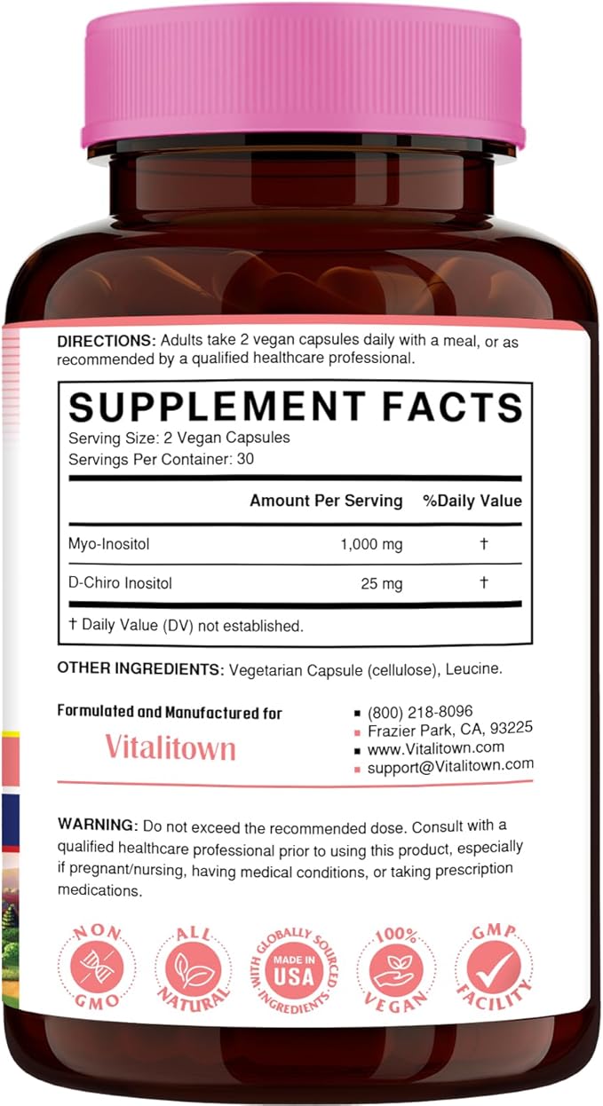 Vitalitown Probiotics &amp Inositol Bundle - 120 Billion CFUs 36 Strains + Prebiotics &amp Digestive Enzymes + Myo-Inositol &amp D-Chiro Digestive Health Immune &amp Hormone Balance for Men &amp