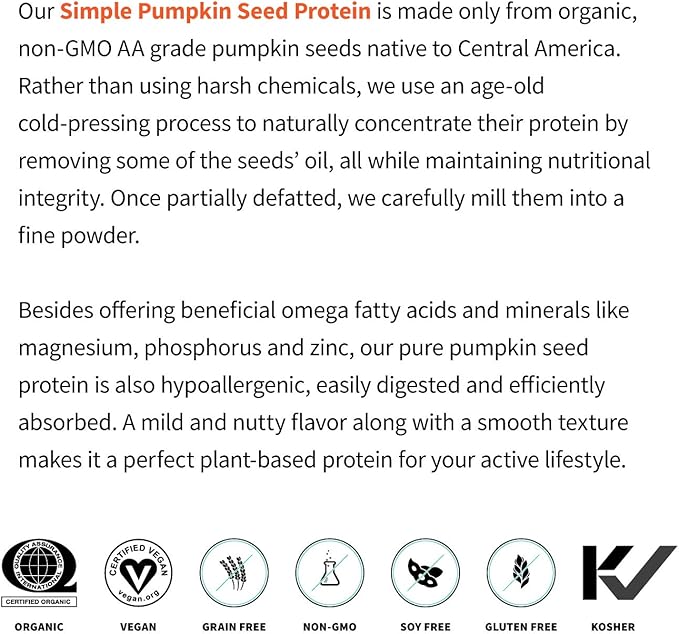 Sprout Living Organic Pumpkin Seed Protein Powder Unflavored 20 Grams of Plant Based Protein Powder Without Artificial Sweeteners Non Dairy Non-GMO Vegan Gluten Free (1 Pound 15 Servings)