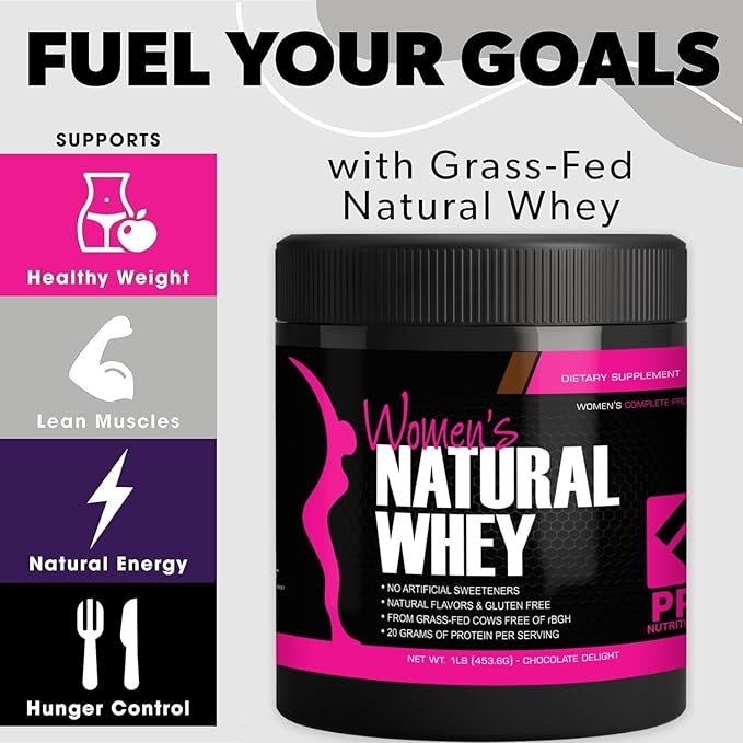 Whey Protein Powder for Women - Supports Lean Muscle Mass - Low Carb - Gluten Free - Grass Fed and Rbgh Hormone Free (16 Ounces (Pack of 1) Chocolate Delight)