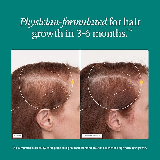 Nutrafol Women's Balance Hair Growth Supplements Ages 45 and Up Clinically Proven for Visibly Thicker Hair and Scalp Coverage Dermatologist Recommended - 1 Month Supply