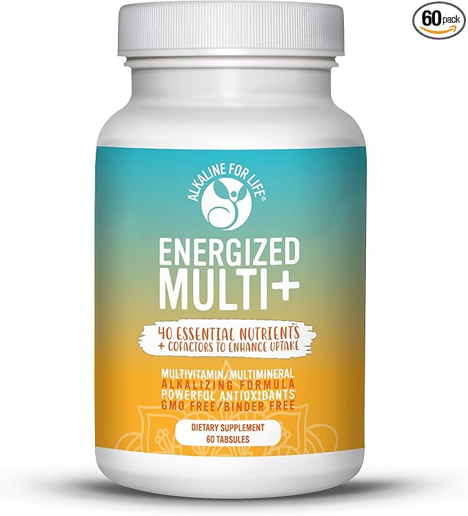 Energized Multi - Potent Multivitamin with 40 Fully Bioavailable Nutrients B Complex Vitamins Vitamin D Vitamin C Vitamin K Zinc Quercetin Calcium Magnesium in Alkalizing Forms - 60 tabs