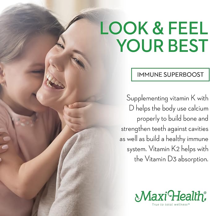 Maxi Health Liquid Vitamin D3 with K2 Drops for Long-Term Health - Vitamin K2 D3 Vitamin Supplement - D3 K2 Vitamin K and Vitamin D Supplement with Vitamin K2 MK-7 and VIT D 1 fl oz