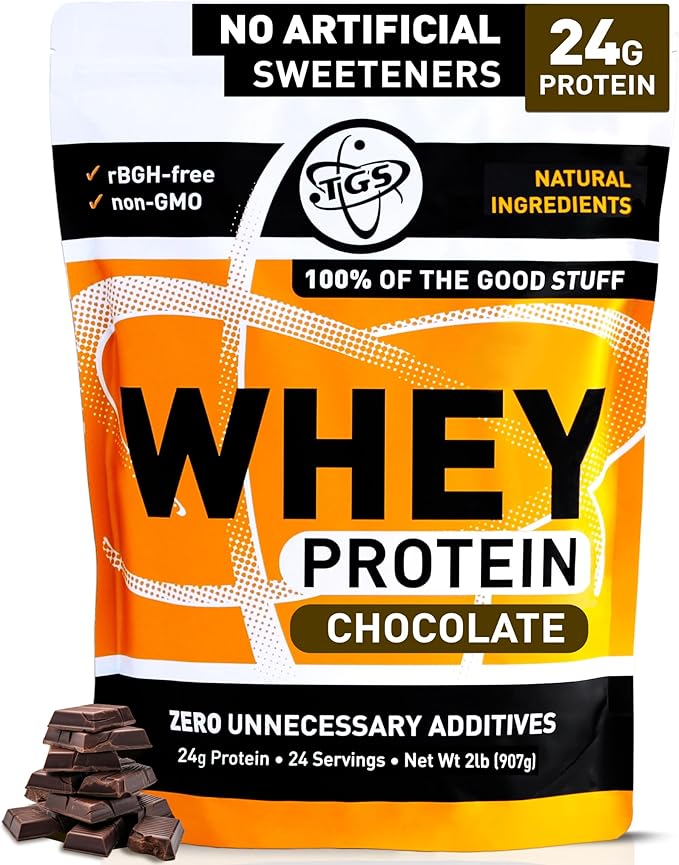 TGS Nutrition Chocolate Whey Protein Powder 2lb - No Artificial Sweeteners Natural Ingredients No Stevia GMO Free - Whey Concentrate for Men &amp Women Shakes Smoothies - Muscle Recovery