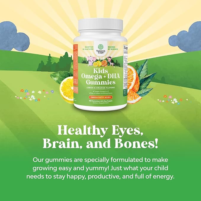 Bundle of Omega DHA Gummies for Kids - Fatty Acids Omega 3 6 9 with Vitamin C for Brain Immunity &amp Vision and Kids Immunity Support Gummies - Delicious Vitamin C with Zinc &amp Echinacea Immune