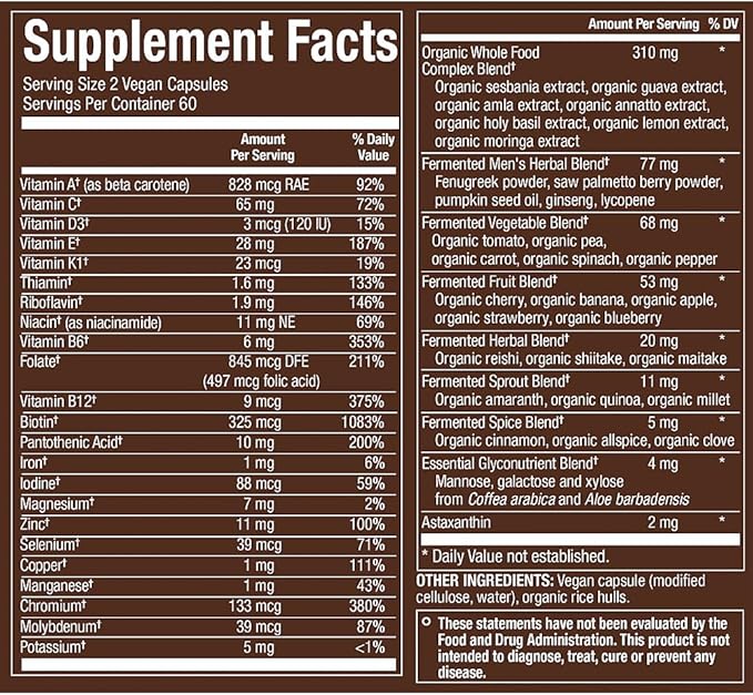 plnt Fermented Whole Food MenaTMs 50+ Multivitamin (120 Vegan Capsules)