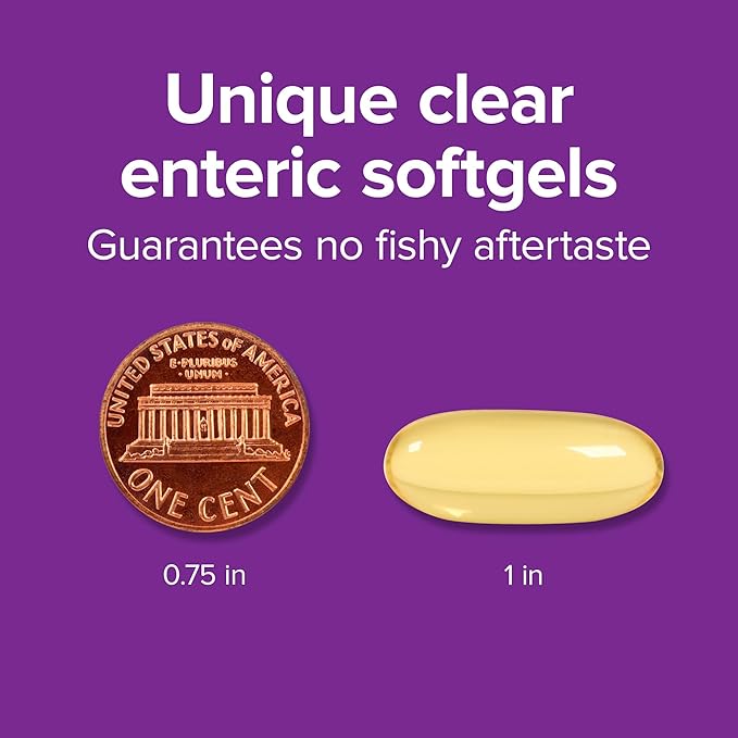 Webber Naturals Fish Oil 2850 mg High Potency 1800 mg Omega-3 per Serving 240 Clear Enteric Softgels No Fishy Aftertaste Ultra-Purified Supports Heart Cognitive and Joint Health