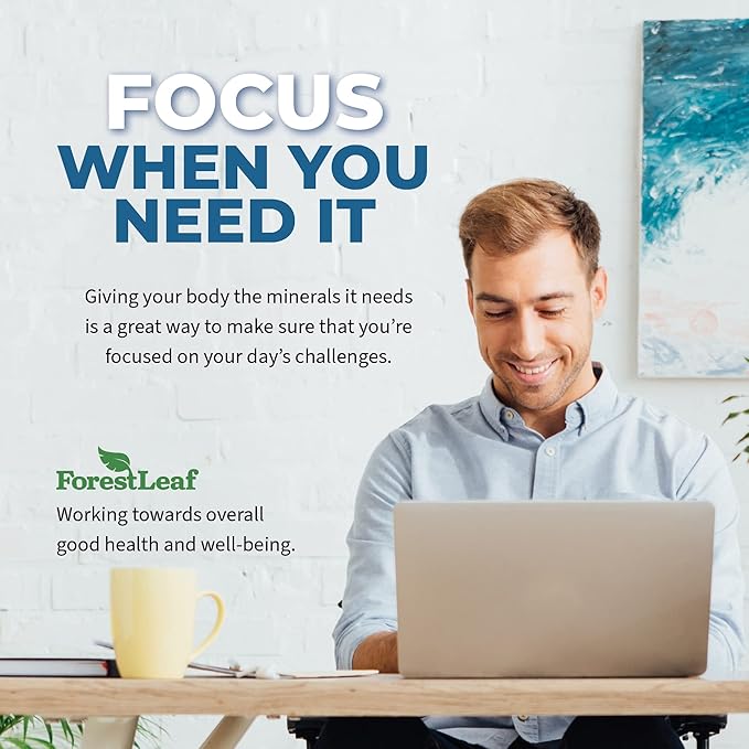 Forest Leaf Magnesium L-Threonate Magtein Capsules - 2000mg Magnesium Threonate Supplement Supports Cognitive Function Focus Brain Deep Calm and Sleep for Men &amp Women | 90 Powder Veg Caps