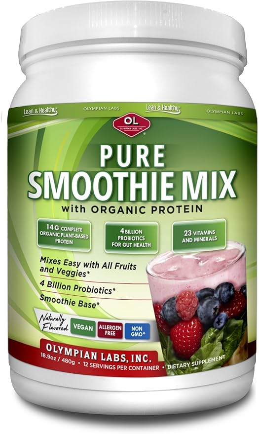 Olympian Labs Pure Smoothie Mix Pea Protein Powder Plus Probiotics Vitamins Minerals CLA &amp Flax Seed.