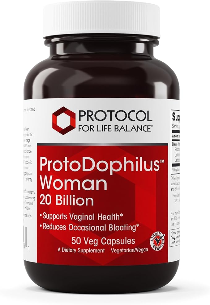 PROTOCOL FOR LIFE BALANCE Proto Dophilus Woman - 20 Billion - Probiotics for Gut Health - Support Vaginal Health &amp Bloating Relief - Vegan &amp Kosher - 50 Veg Capsules