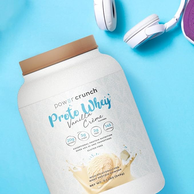 Power Crunch Proto Whey Vanilla Crème Protein Powder 20g Protein 26 Servings 1 Container of 2.1 LBS (949 g)