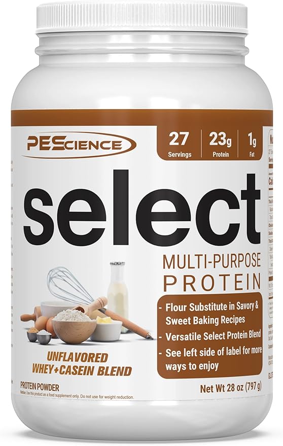 PEScience Select Multi-Purpose Unflavored Protein Powder Low Carb Keto Friendly Gluten Free Whey &amp Casein Protein Flour for Baking and Smoothies 27 Servings