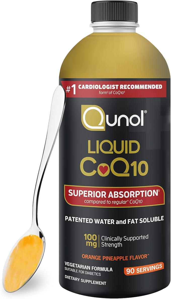 Qunol CoQ10 Liquid Supplement 100mg Superior Absorption Natural Form of Coenzyme Q10 Antioxidant for Heart Health Orange Pineapple Flavored 90 Servings 30.4 oz Bottle