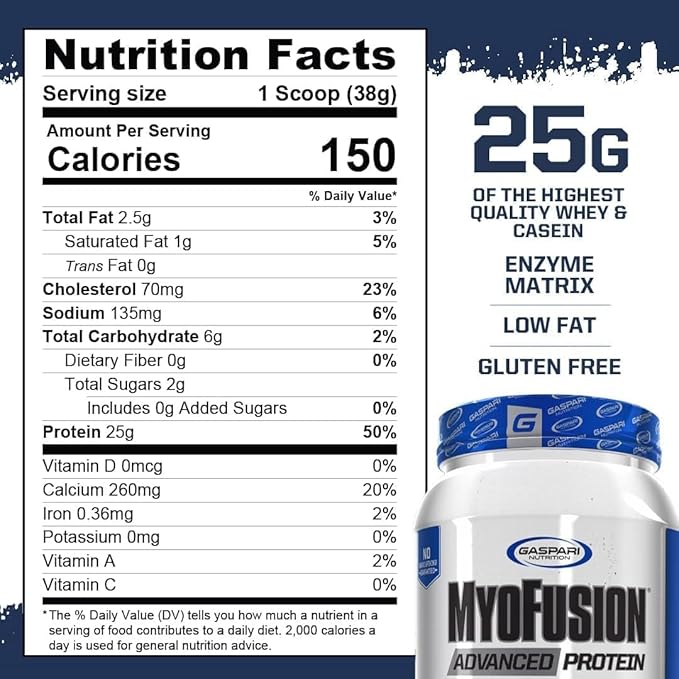 Gaspari Nutrition Myofusion Advanced Protein Protein Blend with Whey Protein Casein Protein and Isolate Protein Low Fat and Gluten Free (Chocolate Peanut Butter Crunch 2 Pound)
