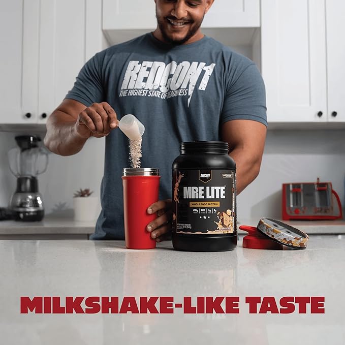 REDCON1 MRE LITE Whole Food Protein Powder Banana Nut Bread - Lactose Free &amp Sugar Free Meal Replacement with Animal Protein Blends - Easy to Digest Formula - Only 1g Carb per Serving (30 Serving