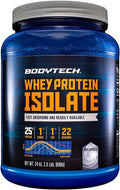 BodyTech Whey Protein Isolate Powder - 25g Protein per Serving with BCAAs - Fast-Absorbing for Muscle Growth &amp Recovery - Unflavored (1.5 lb 22 Servings)