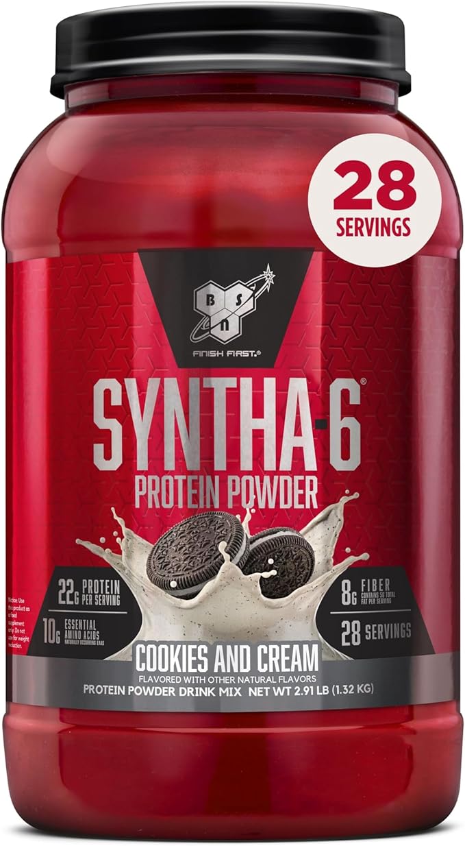 BSN SYNTHA-6 Whey Protein Powder Micellar Casein Milk Protein Isolate Powder Cookies and Cream 28 Servings (Package May Vary)
