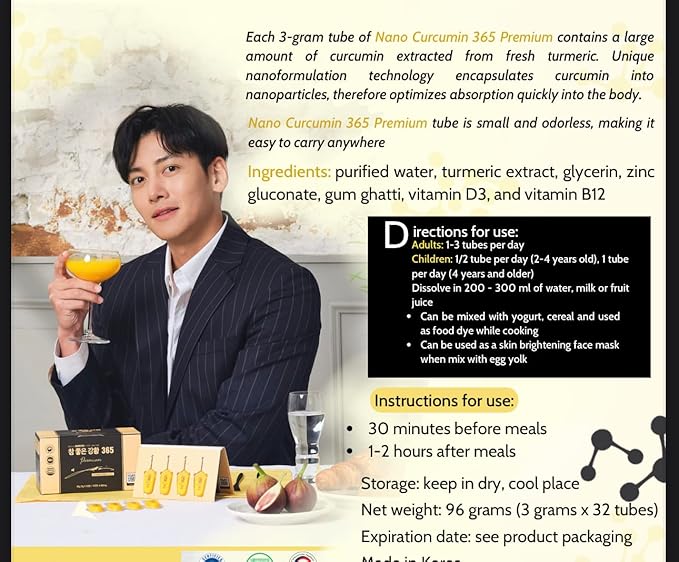 Nano Curcumin x Ji Chang Wook Limited Edition with 140mg Curcumin Patented Water-Soluble Nano Technology for Higher Absorption Effiency and Faster Absorption Speed