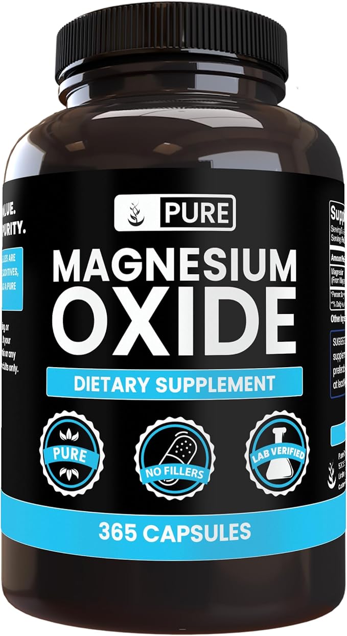 Pure Original Ingredients Magnesium Oxide No Magnesium Or Rice Fillers Always Pure Lab Verified (365 Capsules)