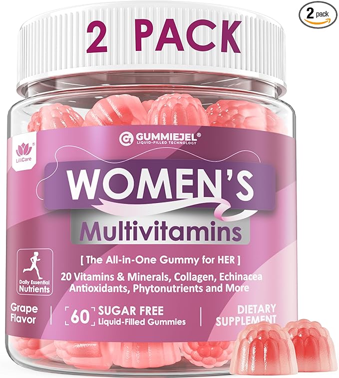 2 Pack - Womens Multivitamin Gummy Methylated Multivitamin for Women Biotin Methylfolate Iron Collagen Vitamins A C D B Complex Antioxidants for Women's Daily Support Beauty Immune No Sugar