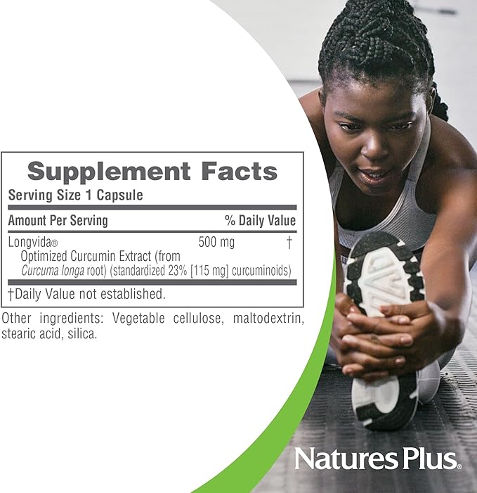 NaturesPlus PRO Longvida Curcumin 500 mg - 60 Capsules - Promotes Healthy Free Radical Protection - Non-GMO Vegan &amp Gluten Free - 60 Servings