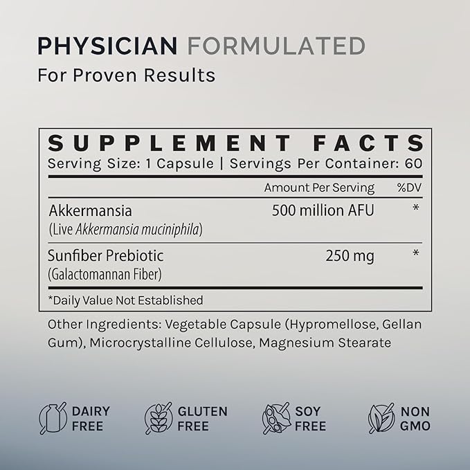 InfiniWell Akkermansia Probiotic for Digestive Health - Support Healthy Longevity Immunity &amp A Balanced Gut Microbiome with Akkermansia Muciniphila Probiotics (60 Capsules)