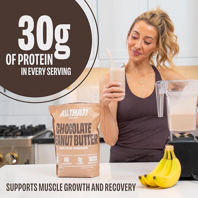 Chocolate Peanut Butter Protein Powder 30G Whey Protein Low Calorie 0g Sugar No Artificial Flavors Soy-Free &amp Gluten-Free 30 Servings