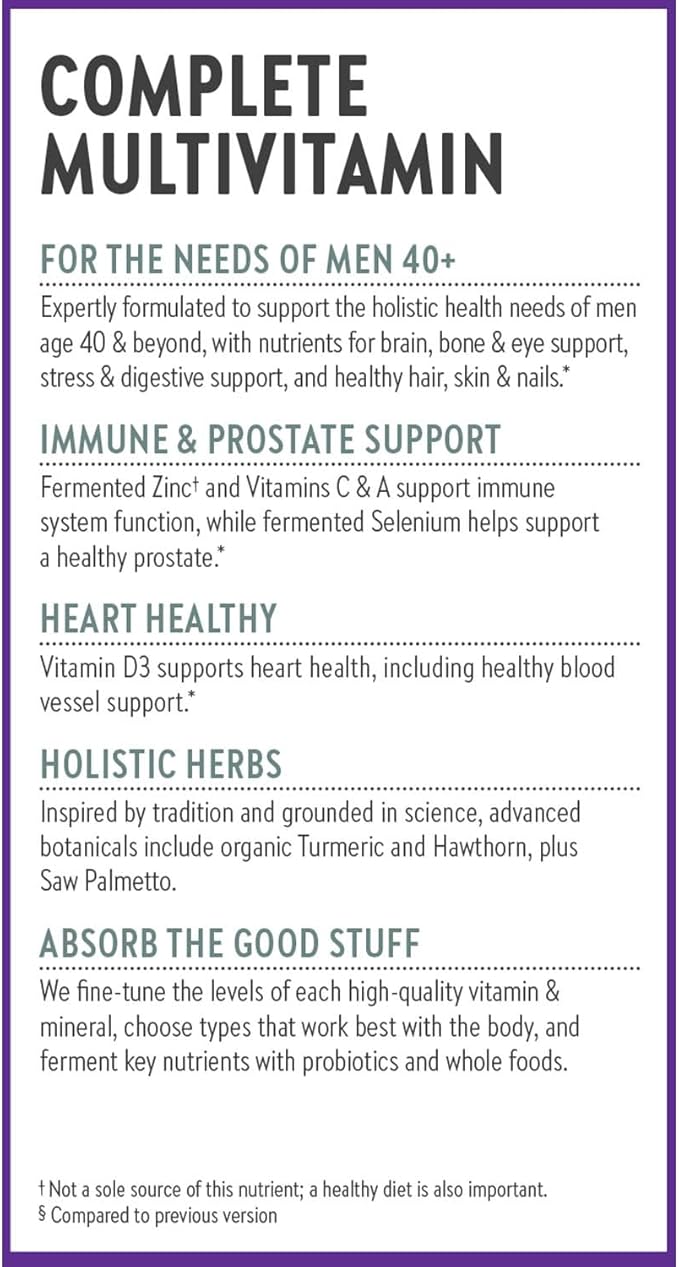 New Chapter Men’s Multivitamin 40+ Extra B6 &amp B12 D3 Vitamin C &amp Zinc Immune Heart Cellular Energy and Brain Health Gentle on The Stomach One Daily Non-GMO Gluten-Free 96 Tablets