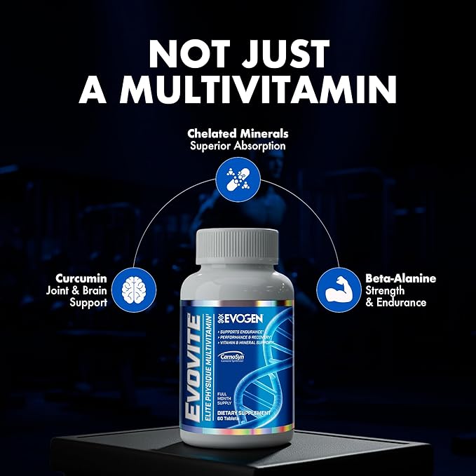 Evogen Evovite - Elite Physique Multivitamin for Women &amp Men | Advanced Formula for Endurance Recovery &amp Joint Health | Vitamins &amp Mineral Support | 30 Servings