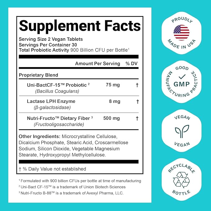 Nutrition Essentials Probiotics for Women and Men - with Lactase Enzyme and Prebiotic Fiber for Digestive Health - 7 Count of 60 Tablets