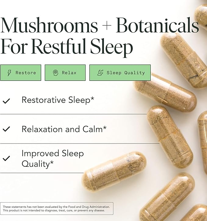 Fantastic Fungi Reishi Mushroom Capsules - Sleep Supplement for Adults with Red Reishi Mushroom Extract Passionflower &amp Hops - Adaptogenic 100% USDA Organic Complex Vegan 120 Caps (2-Month Sup