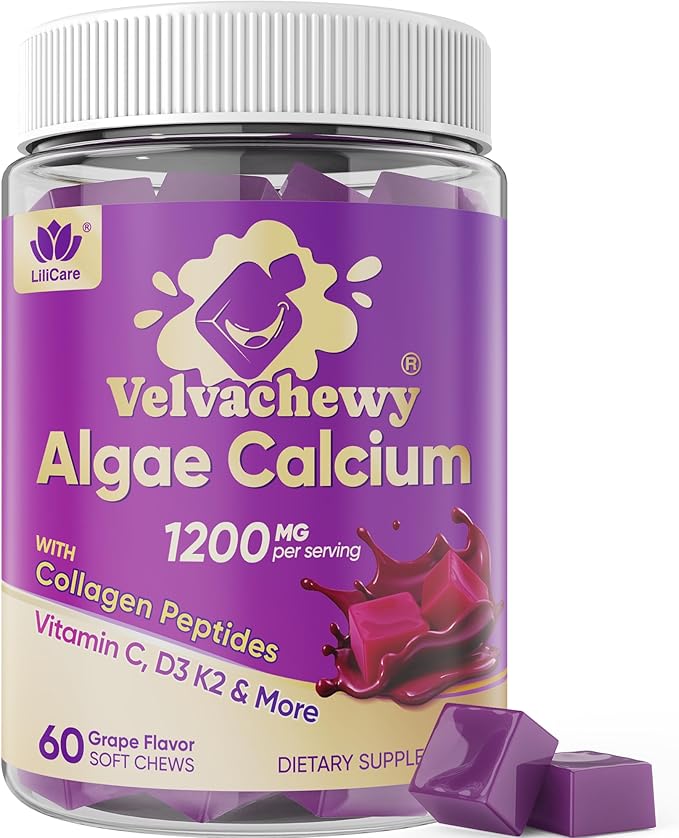 Calcium Chews 1200 mg Plus Vitamin D3 K2 Magnesium Zinc for Bone Muscle Calcium Suplements for Women Sugar Free Calcium Gummies 60 Cts