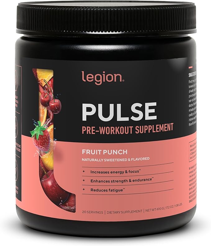 LEGION Muscle &amp Energy Stack – Whey Protein Powder (Vanilla 30 Servings) + Pulse Pre Workout (Fruit Punch) – Clean Protein &amp Natural Energy for Strength Muscle Growth &amp Recovery
