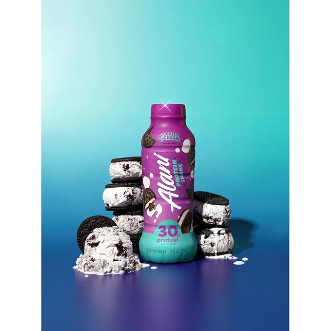 Alani-Nu Protein Shake Cookies and Cream Flavor 30g Protein Per Bottle Lactose-Free Gluten-Free Low Sugar High-Protein Drink for Muscle Growth Perfect for Breakfast or Post-Workout 2 Box With