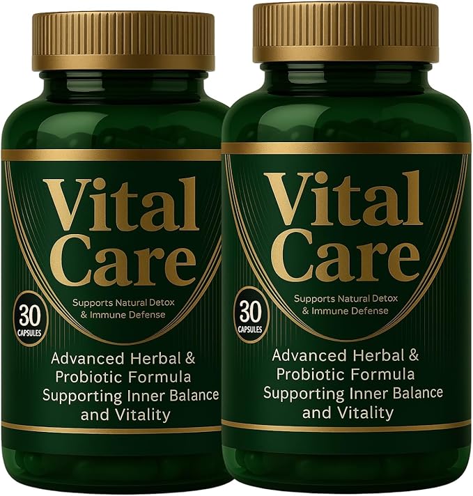 Vital Care – Advanced Herbal &amp Probiotic Supplement | Supports Natural Detox Vital Natural Organic Purifier | 30 Capsules for Daily Wellness Energy &amp Vitality 1 Bottle (2)
