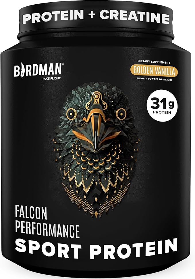 BIRDMAN Falcon Performance Vegan Protein Powder 31g Protein 5g Creatine 5g BCAA Probiotics Electrolytes Pre Workout Low Carb Sugar Free &amp Dairy Free Plant Based Vanilla Protein -19 Servin