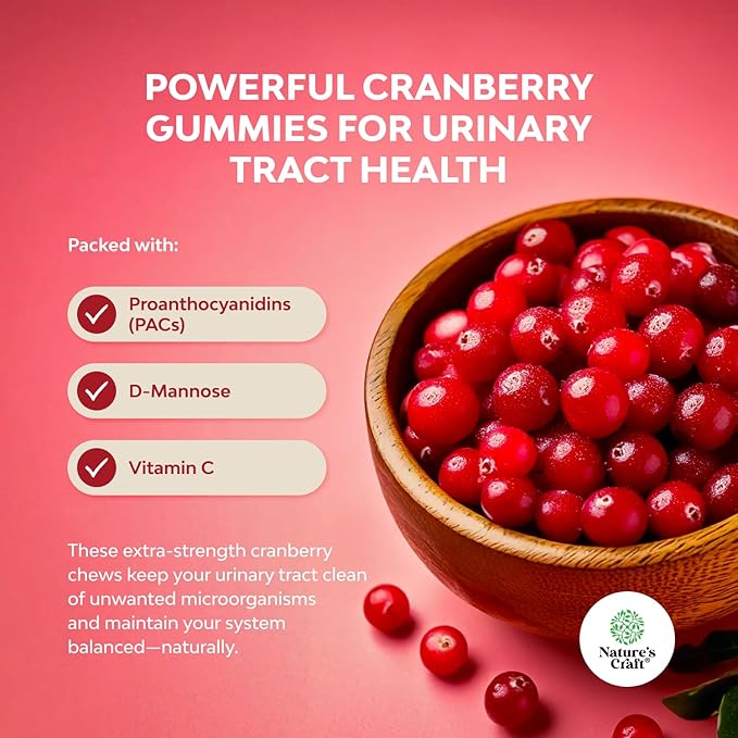 Bundle of Potent Daily Multivitamin Gummies for Adults and Natural Cranberry Gummies for Women and Men - Wellness Blend of Vitamin D A C E B12 Zinc and Biotin - Extra Strength Delicious Antioxidant