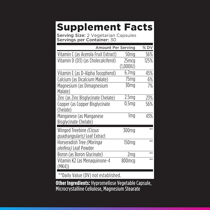 Livingood Daily Calcium Supplement for Women and Men Bone Support with Vitamin C Vitamin D3 K2 Magnesium Zinc Calcium Vegetarian Capsules Non GMO Gluten Free 60 Count