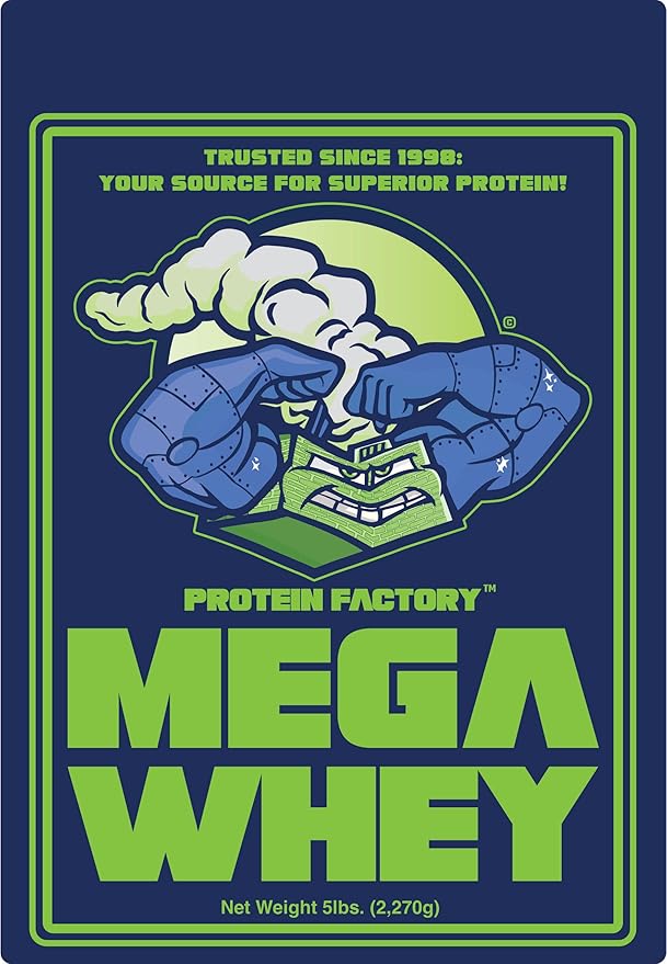 Protein Factory - Mega Whey Plain 25g Protein 70 Servings 6g BCAAs No Artificial Ingredients Sugar Free Mixes Instantly 5 lbs