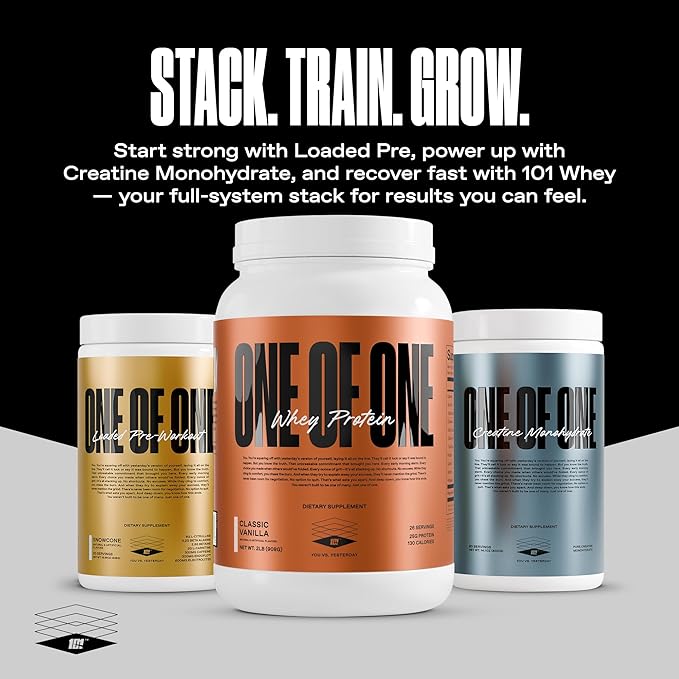 ONE of ONE Whey Protein Powder – 25g Whey Protein Concentrate with Digestive Enzymes Gluten Free Low Carb Post-Workout Recovery – Classic Vanilla Flavor 2lb