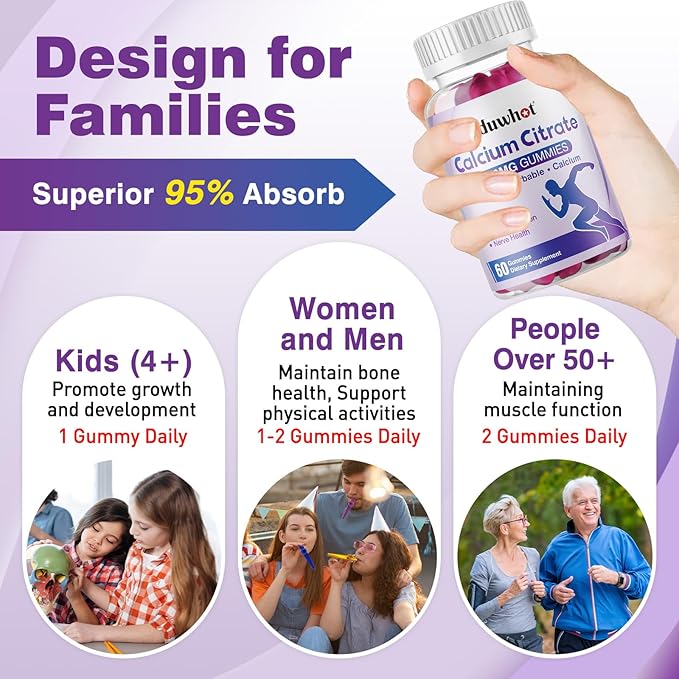 Calcium Citrate Gummies Chewable Calcium Citrate 1000mg for Bone Muscle &amp Immune Support Ultimate Absorption Calcium Supplements for Women &amp Men Blueberry 120 Chews