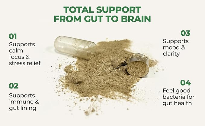 Gut-Brain Synergy Probiotic &amp Nootropic – 30Billion CFU Psychobiotic + Prebiotic with Ashwagandha L-Theanine &amp Zinc for Gut Health Mood Support Stress Relief Bloating Relief &amp Brain Fo