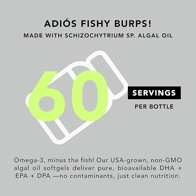 AMANDEAN Vegan Omega 3 Supplement. Premium Fish Oil Alternative. Algae DHA &amp EPA. Carrageenan Free Softgels. Algal Essential Fatty Acids. Plant Based Heart Brain Eye Skin Immune Support. (120c
