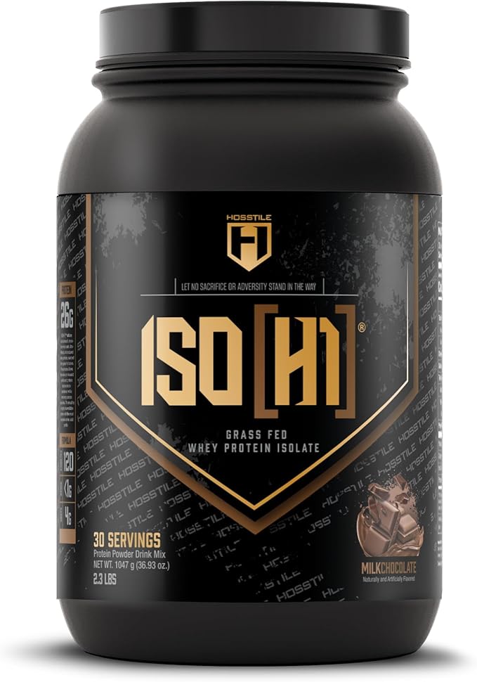 HOSSTILE ISO[H1] Grass Fed Whey Protein Isolate with Digestive Enzymes Whey Protein Powder for Muscle Gain &amp Muscle Recovery Post Workout Recovery Drink Milk Chocolate 30 Servings