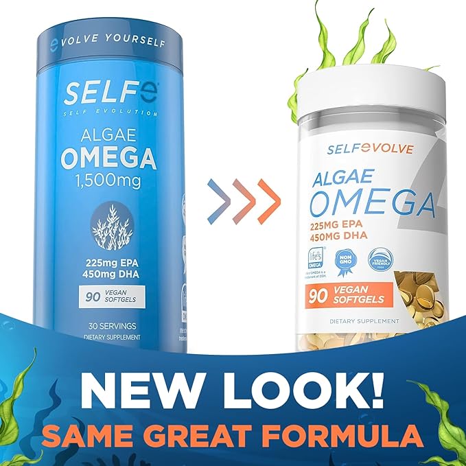 Algae Omega 3 1500mg - Vegan Supplement with Patented Life's Omega 3 - High Dose EPA &amp DHA - Better Than Fish Oil - Supports Heart Brain Joint Health - 90 Vegan Softgels