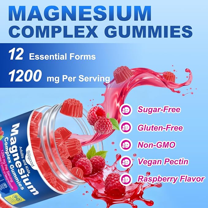 180 Count | Magnesium Complex Gummies for Women &amp Men 12 Forms of Magnesium (Glycinate Citrate&amp More) Magnesium Supplement with Ashwagandha – Supports Sl♡ep Bone Energy Raspberry Flavor