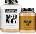 NAKED Whey Chocolate Peanut Butter Protein Powder (52 Servings) + PB Powdered Peanut Butter 2LB (76 Servings) – Grass-Fed Non-GMO Gluten Free Soy Free Bulk