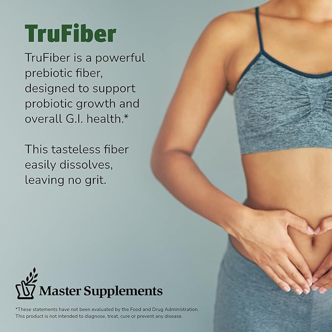 Master Supplements TruFiber - 6.35 oz Pack of 2 - Prebiotic Fiber to Help Boost Probiotic Growth - Supports Digestive Health - Vegan Gluten Free - 100 Total Servings