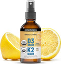 Organic Vitamin D3 5000 IU (Lichen) + K2 120 mcg (Fermented Chickpea) Immune Bone &amp Heart Health with Calcium Absorption | Trace Minerals Lemon &amp Citrus Sugar Free Spray (1 FL OZ 30 Serv